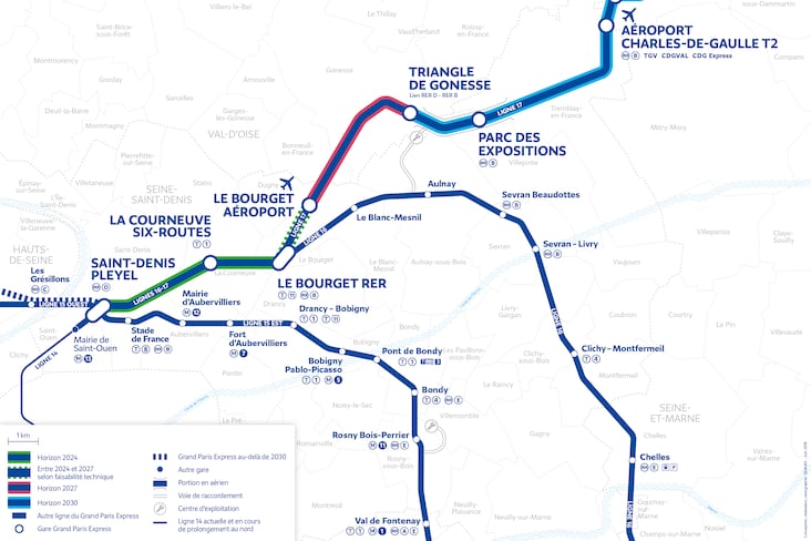 Grand Paris Express, ligne 17 Calendrier mis a jour suite aux arbitrages gouvernementaux de fevrier 2018